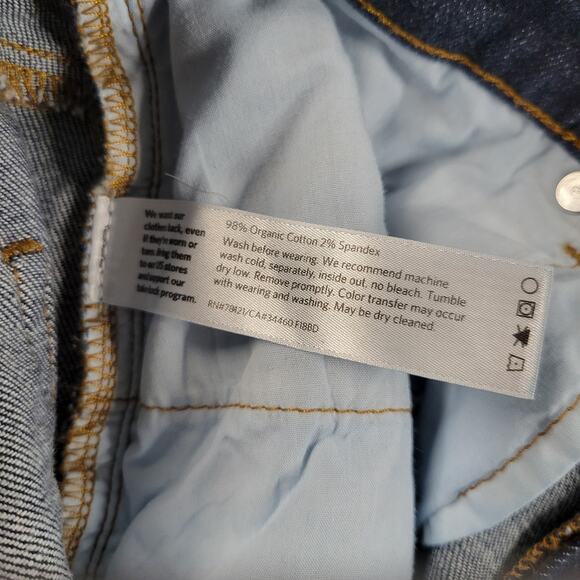 Eileen Fisher Jeans Womens 8 Dark Wash Raw Hem Organic Cotton Stretch Crop 31x27 - Picture 5 of 11